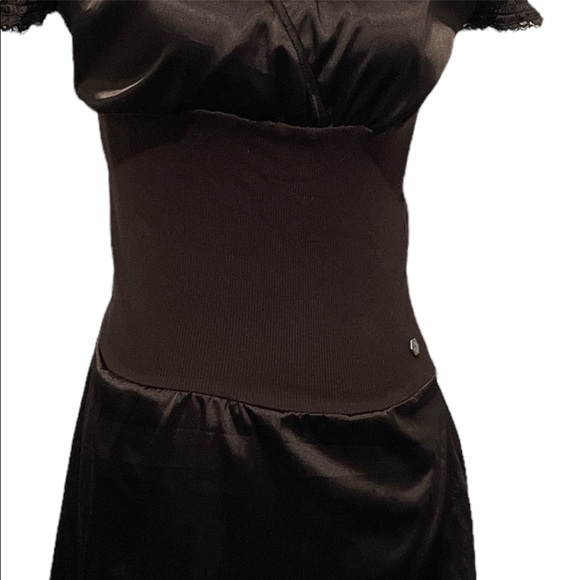 Twik chocolate brown collared wrap Y2K style dress - Picture 10 of 16